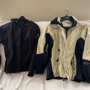 Women’s Large Patagonia black fleece liner with olive/black shell.